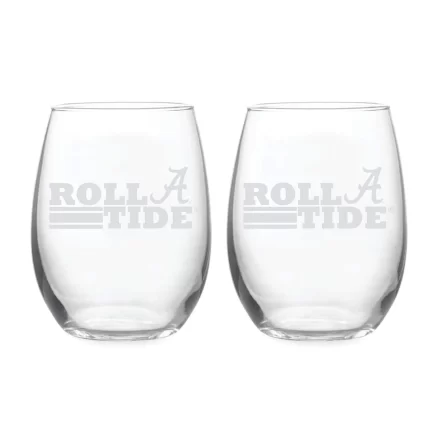 21oz Alabama Crimson Tide Etched Slogan Stemless 2 Pack