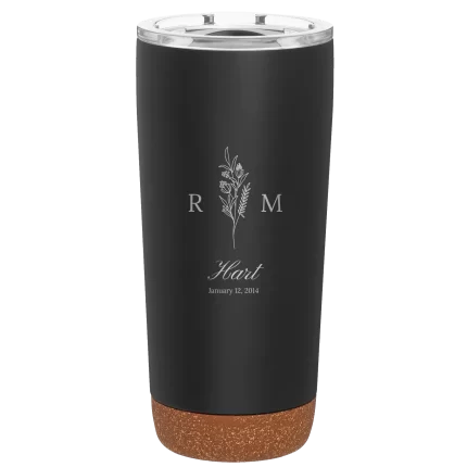Personalized 3 Lines Initial Last Name Anniversary 20 oz Tumbler - Black