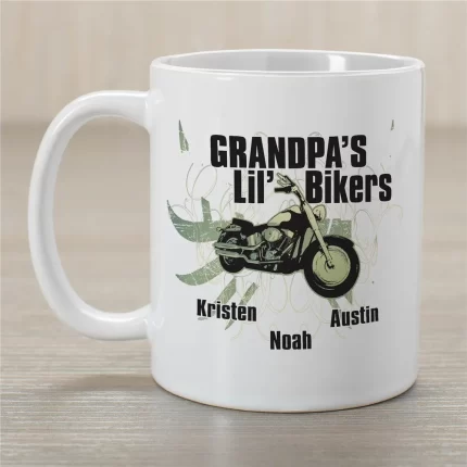 Lil Bikers Ceramic Coffee Mug - Personalized Mug for Grandpas Who Love Biking
