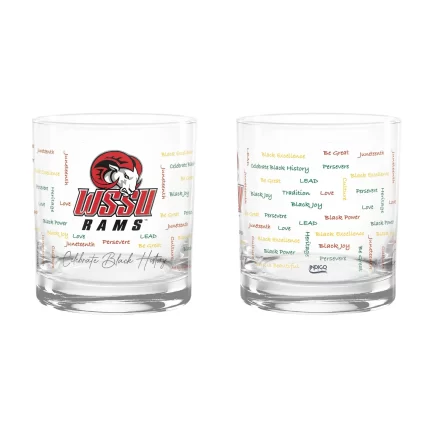 Set of 2 Winston Salem Rams 14oz BHM Rocks Glasses