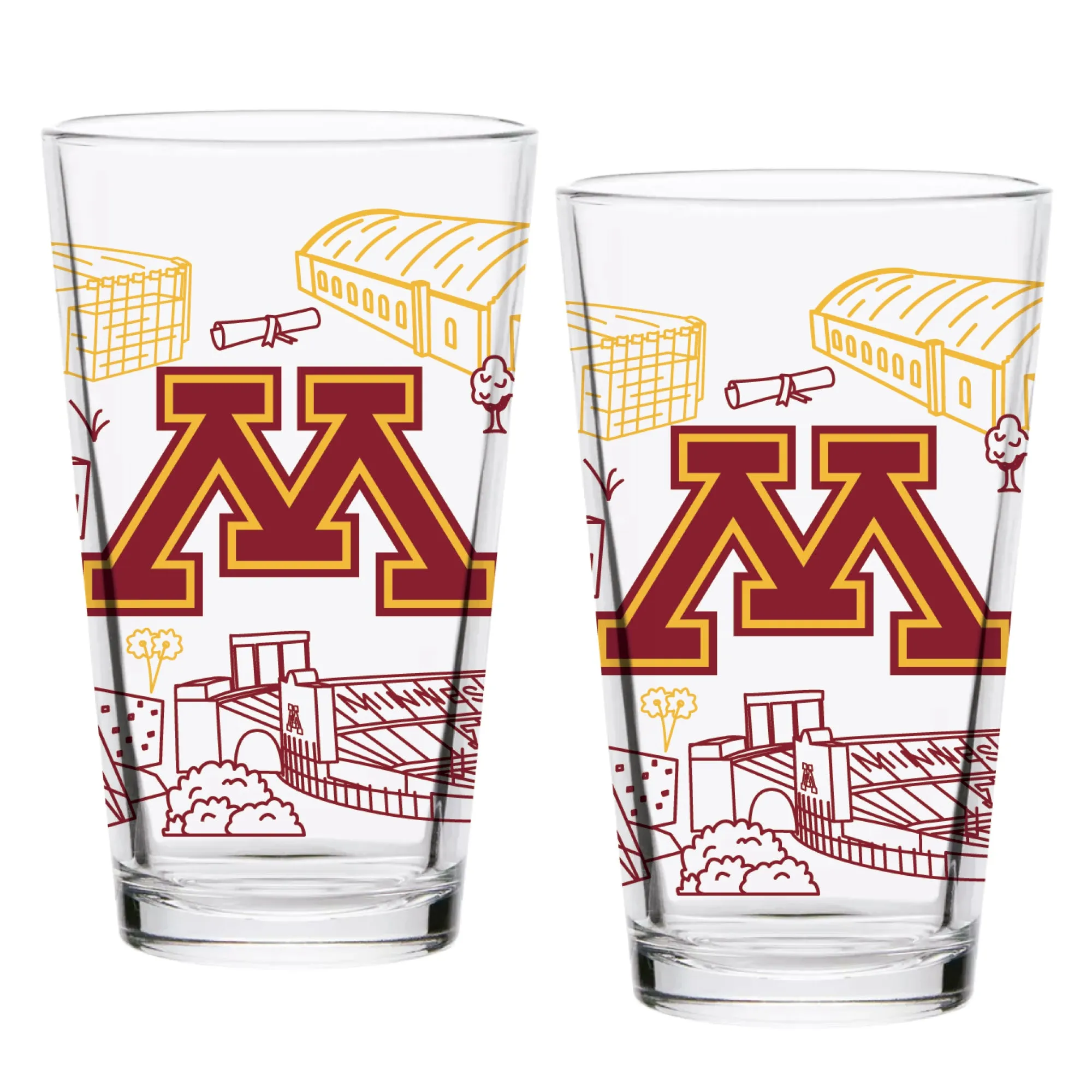 1xSet-of-2-Minnesota-Golden-Gophers-Campus-Line-Art-16oz-Pints