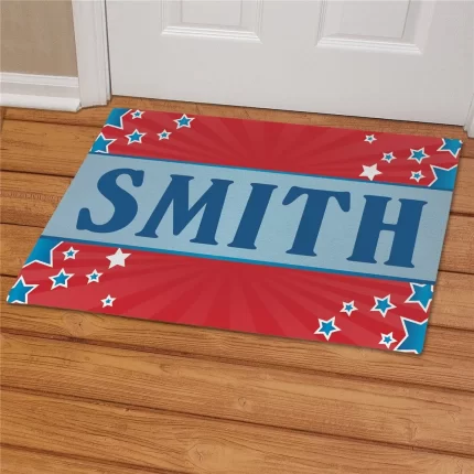 4th of July Personalized Welcome Mat - Custom Independence Day Entry Mat