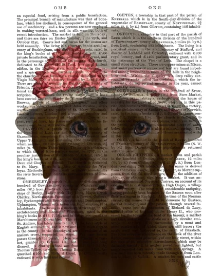 Chocolate Labrador Hat and Pink Scarf, Book Print, Dog Art Print, Wall Art