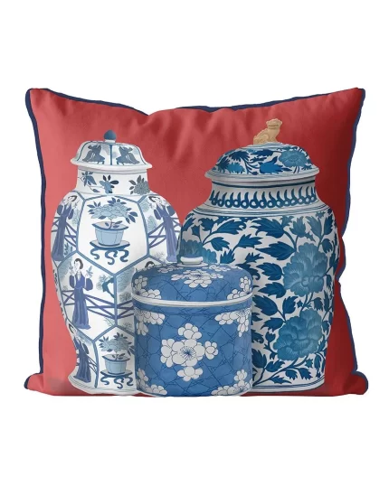 Chinoiserie Vase Trio 1, Cushion / Throw Pillow