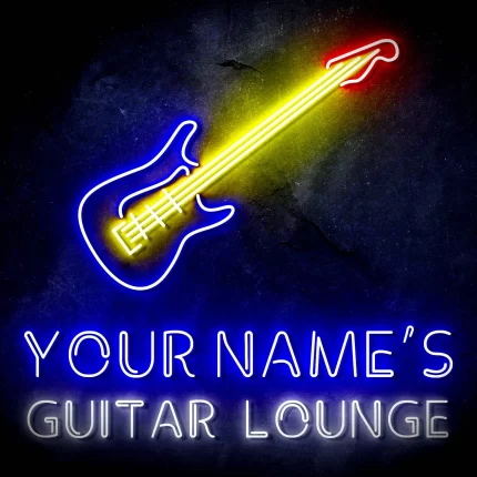 Custom Ultra-Bright Guitar Lounge Music Studio LED Sign with Remote (Neon-Style, LED Technology)