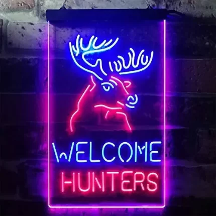 Hunting Store Cabin Decor Welcome Hunters LED Light Sign