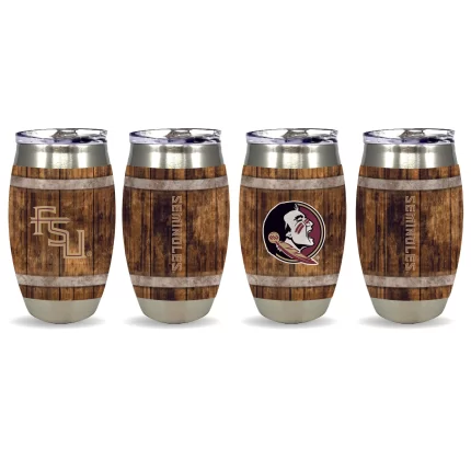 Set of 4 15oz Florida State Seminoles Barrel Tumbler