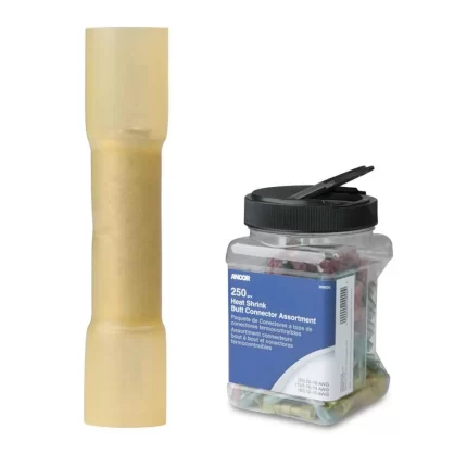 12-10 AWG Heat Shrink Butt Connector - 250-Pieces - Jar