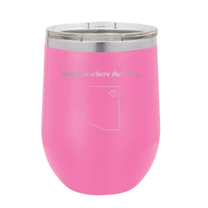 Personalized Arizona Heart Wine Cup - Pink