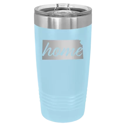 Personalized Kansas Home 20 oz Tumbler - Light Blue
