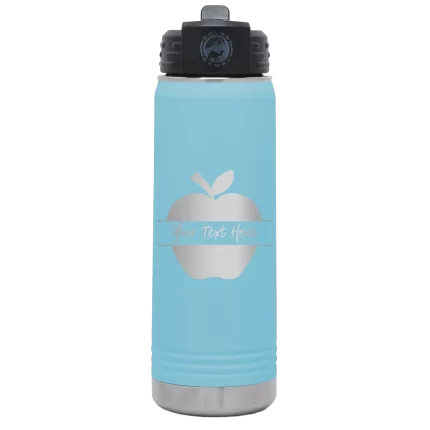 Personalized Apple 20 oz Water Bottle - Light Blue