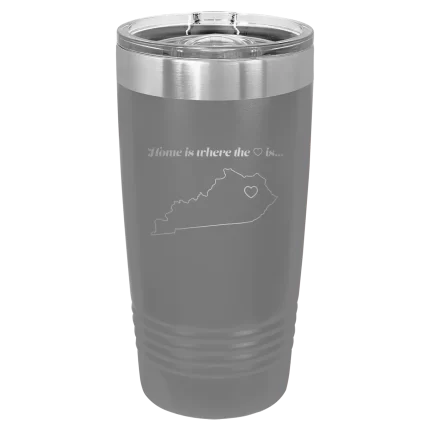 Personalized Kentucky Heart 20 oz Tumbler - Dark Gray