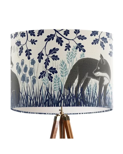 Country Lane Foxes, INDIGO, Lamp shade, Drum, Pendant Lighting
