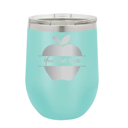 Personalized Apple Wine Cup - Teal