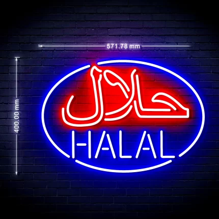 Arabic Restaurant Halal Food Ultra-Bright LED Sign with Remote (Neon-Style, LED Technology)