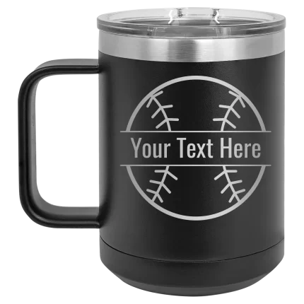 Personalized Baseball 15 oz Mug - Black