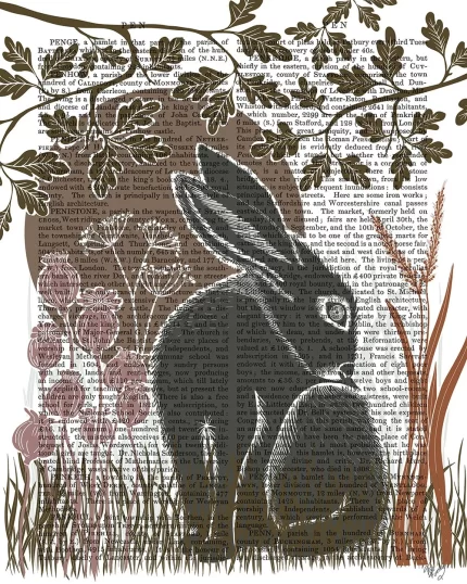 Country Lane Hare 2, Earth, Book Print, Art Print, Wall Art