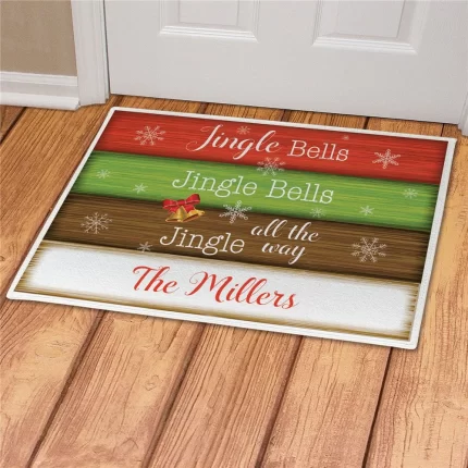 Jingle Bells Personalized Doormat - Custom Holiday Welcome Mat