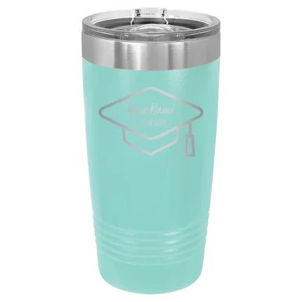 Personalized 2 lines Grad Name and Class 20 oz Tumbler - Teal