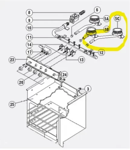 Atwood / Wedgewood Burner Assembly 57538 - Rear Right