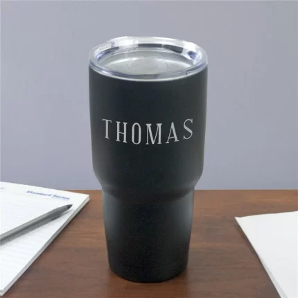 Custom Black 30 oz Extra Large Name Tumbler - Personalized Stainless Steel Travel Mug