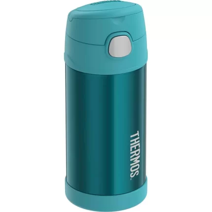 FUNtainer Stainless Steel Insulated Teal Water Bottle w/Straw - 12oz