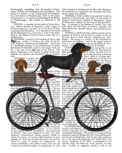 Dachshunds on Bicycle, Book Print, Dog Art Print, Wall Art