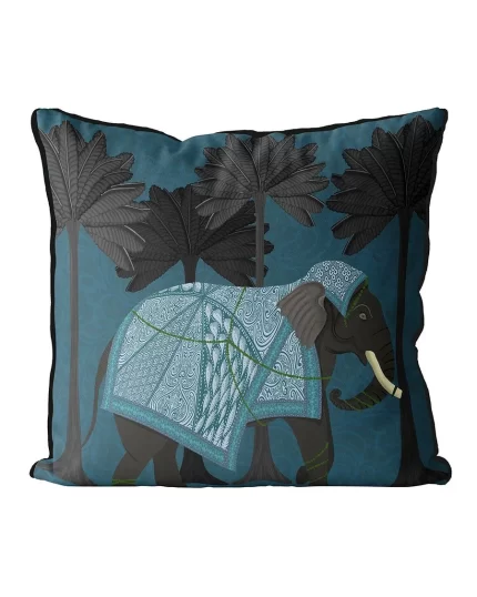 Elephant Under Palms, Animalia, Cushion / Throw Pillow