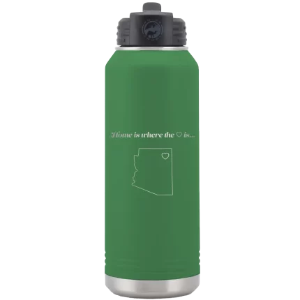Personalized Arizona Heart 32 oz Water Bottle - Green
