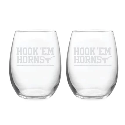 21oz Texas Longhorns Etched Slogan Stemless 2 Pack