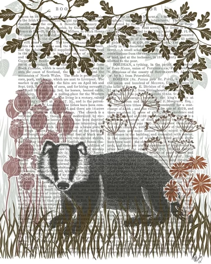 Country Lane Badger 5, Earth, Book Print, Art Print, Wall Art