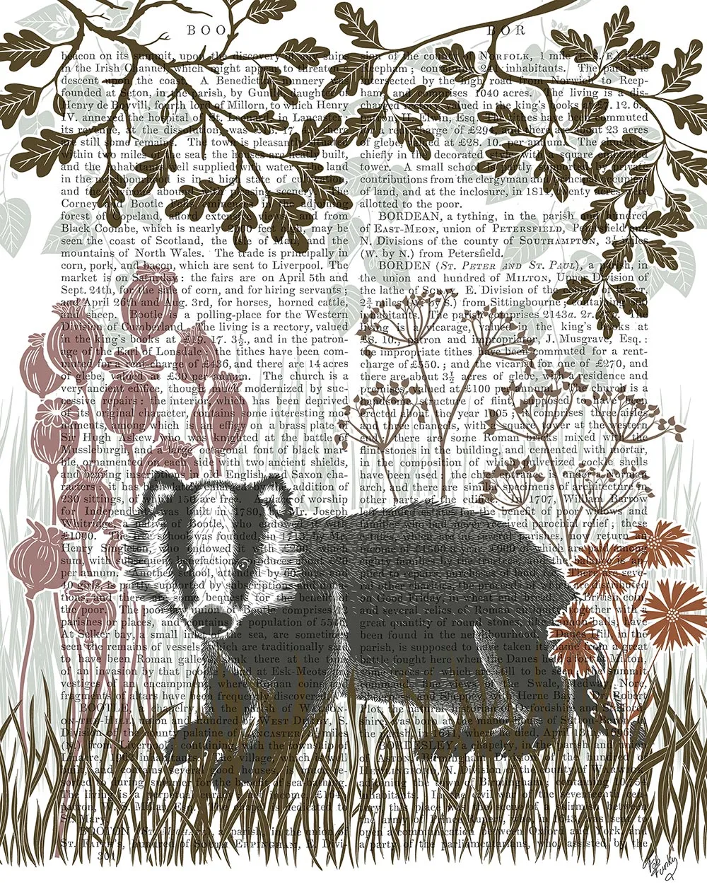 2kCountry-Lane-Badger-5-Earth-Book-Print-Art-Print-Wall-Art