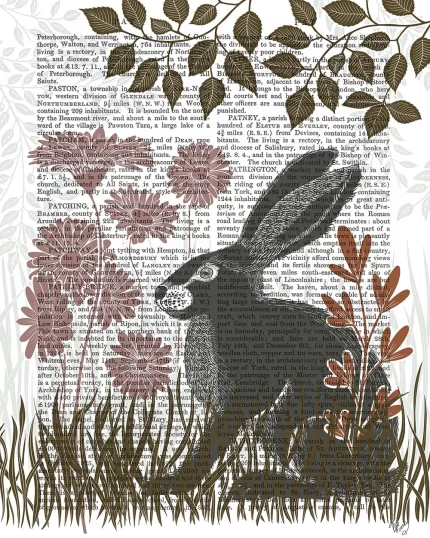 Country Lane Hare 3, Earth, Book Print, Art Print, Wall Art