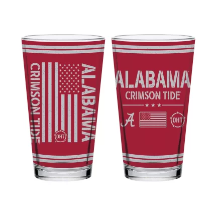 Set of 2 Alabama Crimson Tide 16oz OHT Flag Pint