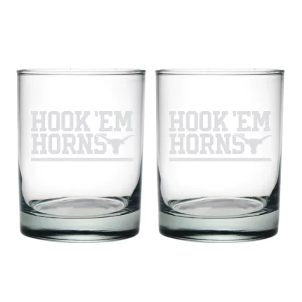 14oz Texas Longhorns Etched Slogan DOF 2 Pack