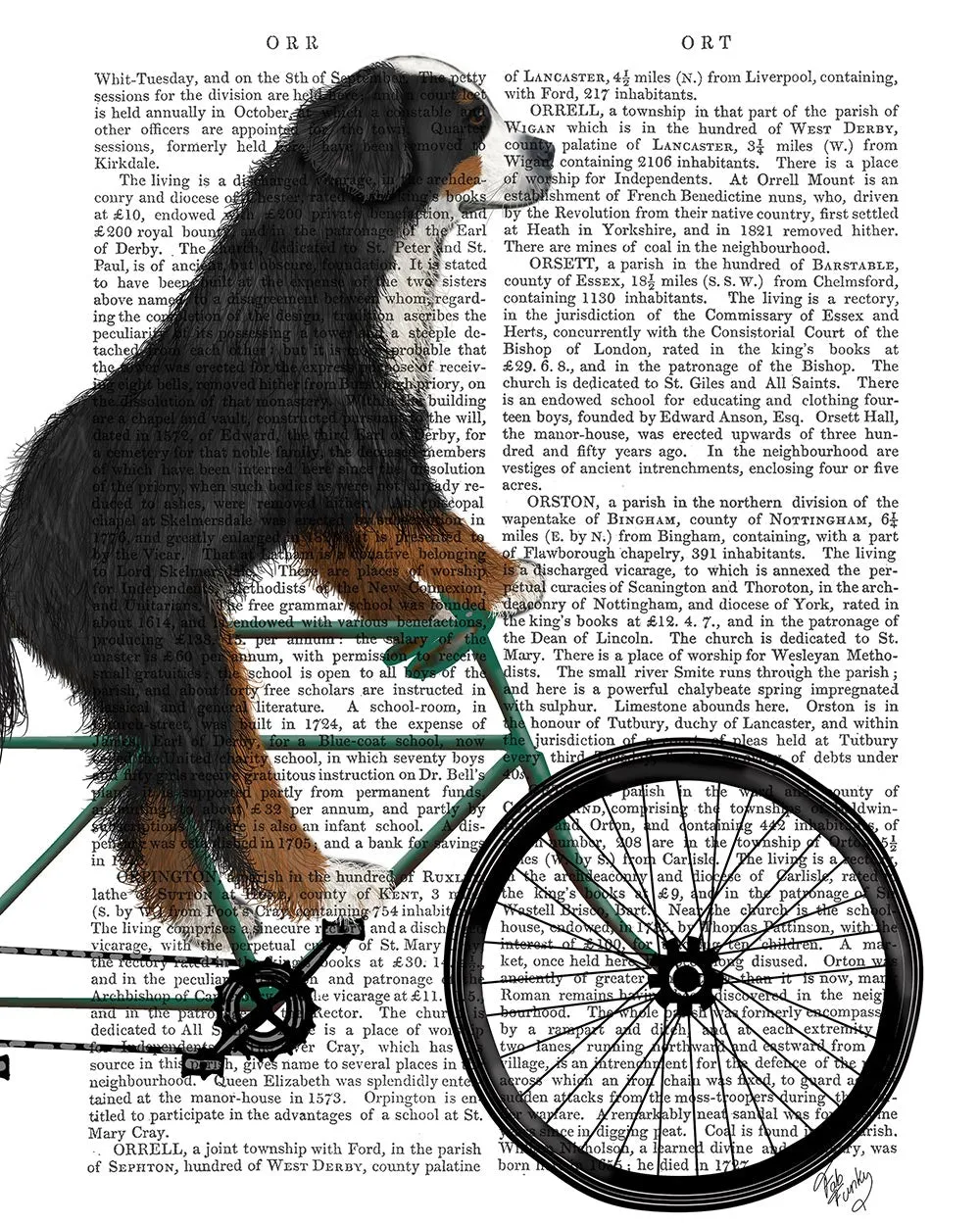 2mBernese-Mountain-Dog-On-Bicycle-Book-Print-Dog-Art-Print-Wall-Art