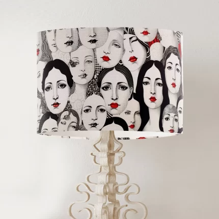 Crimson Beauties Portrait Lampshade, Drum, Ceiling Pendant