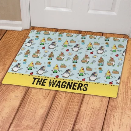 Garden Gnomes Personalized Doormat - Custom Outdoor Entry Mat