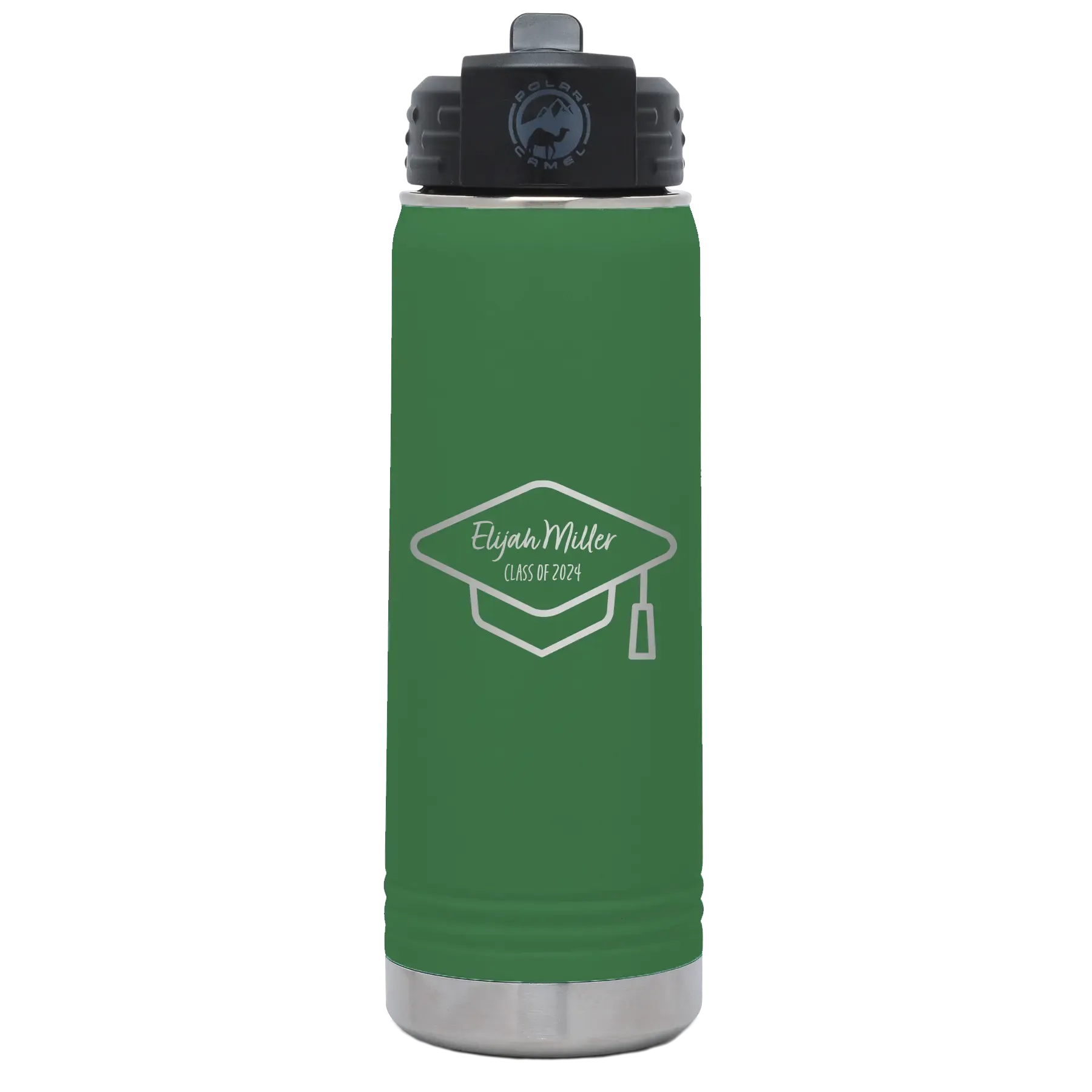 2nPersonalized-2-lines-Grad-Name-and-Class-20-oz-Water-Bottle-Green