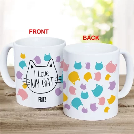 Colorful Cat Head Coffee Mug - Personalized Feline Lover Gift