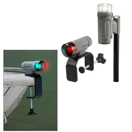 PaddleSport Portable Navigation Light Kit - C-Clamp, Screw Down or Adhesive Pad - Gray