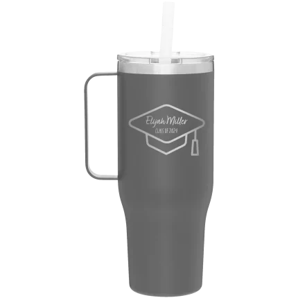 Personalized 2 lines Grad Name and Class 40 oz Tumbler Mug - Slate