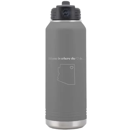 Personalized Arizona Heart 32 oz Water Bottle - Dark Gray