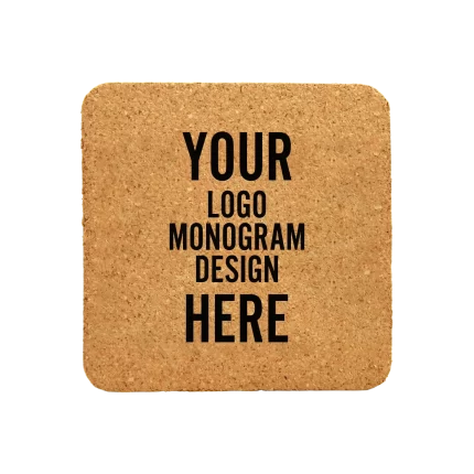 Etched Square Cork Coasters - 4 Pack