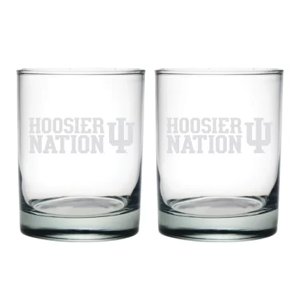 14oz Indiana Hoosiers Etched Slogan DOF 2 Pack