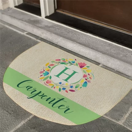 Colorful Wreath Personalized Doormat - Custom Welcome Mat