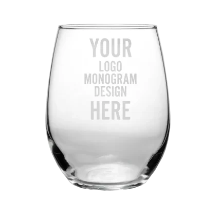 Etched Stemless Wine Glass 15 oz