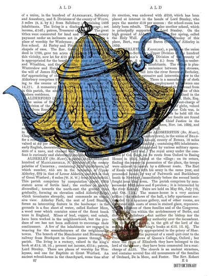 Flying Teapot 3, Blue and Yellow, Book Print, Art Print, Wall Art