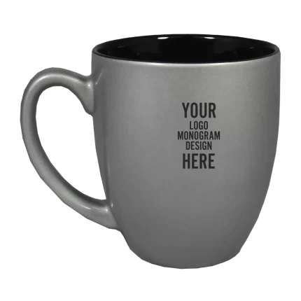 Personalized Ceramic Bistro Coffee Mug - Gray