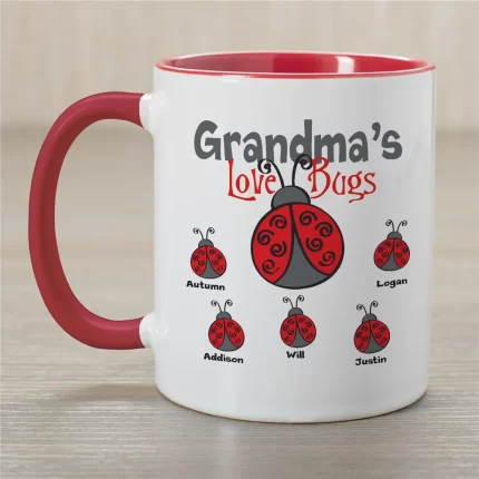 Love Bugs Coffee Mug - Personalized Grandkid Names Mug